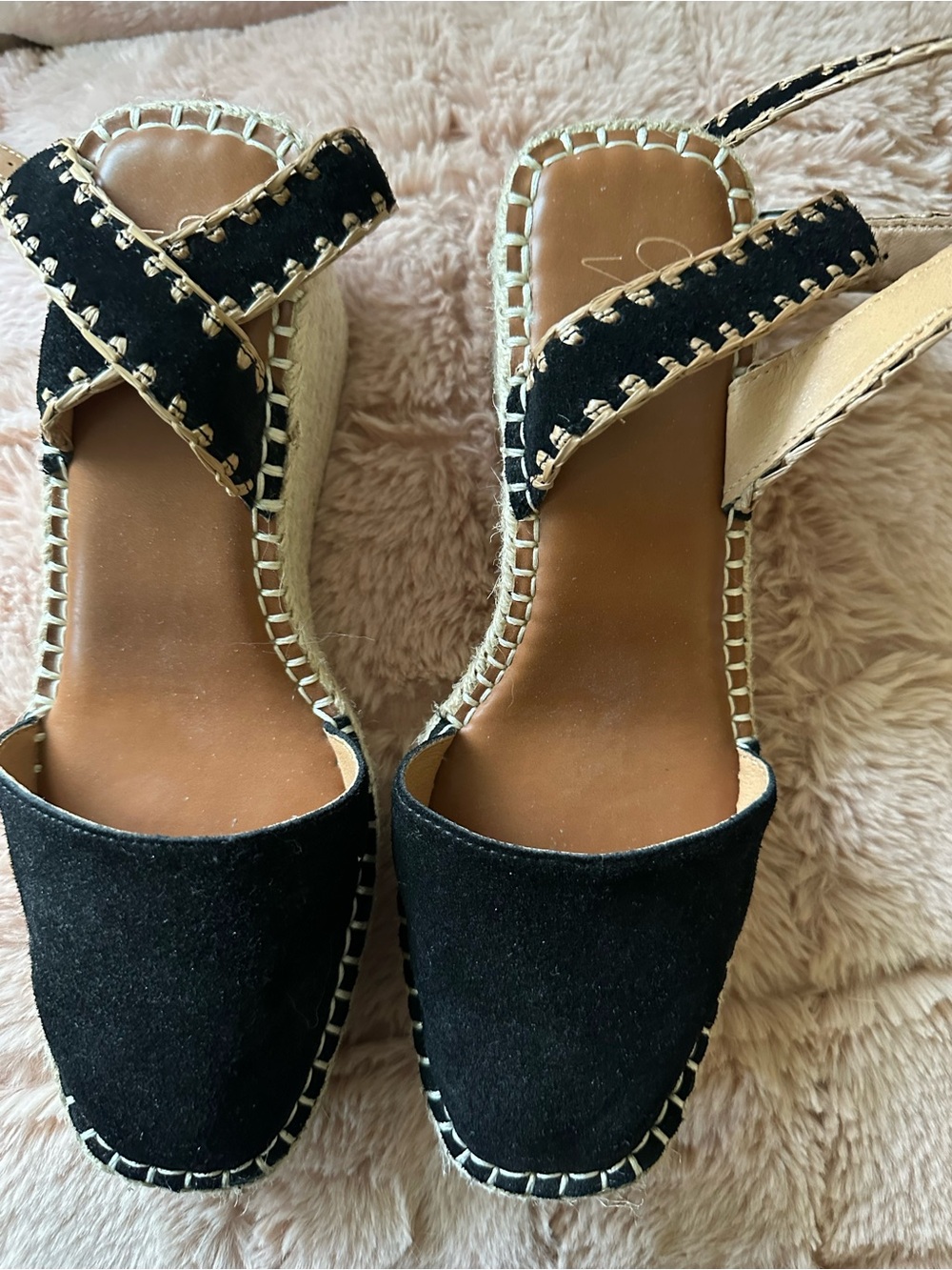 Crown Vintage Black Espadrille Wedge Sandals